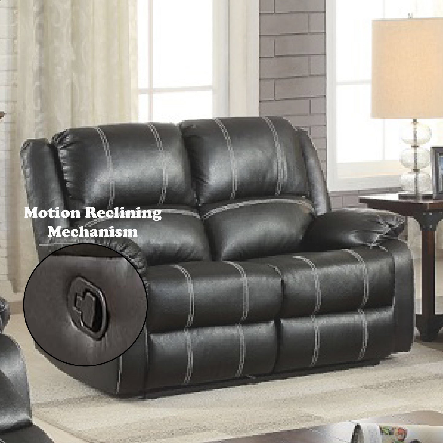 Black Faux Leather Recliner Loveseat for Comfortable Living for Living Room