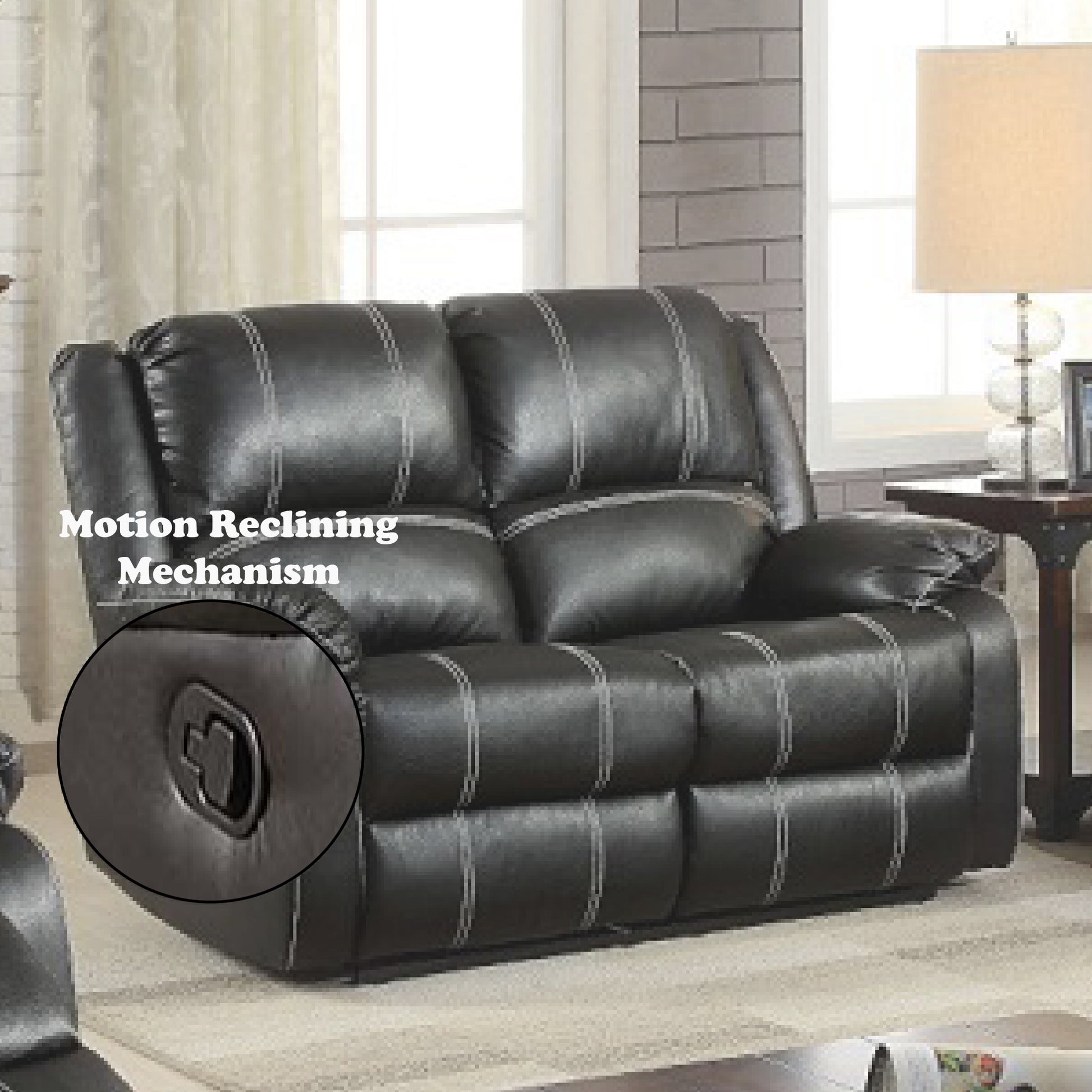 Black Faux Leather Recliner Loveseat for Comfortable Living for Living Room