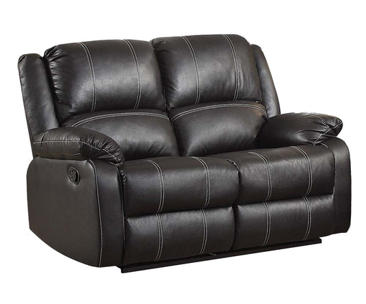 Zuriel Black Synthetic Leather Recliner Loveseat
