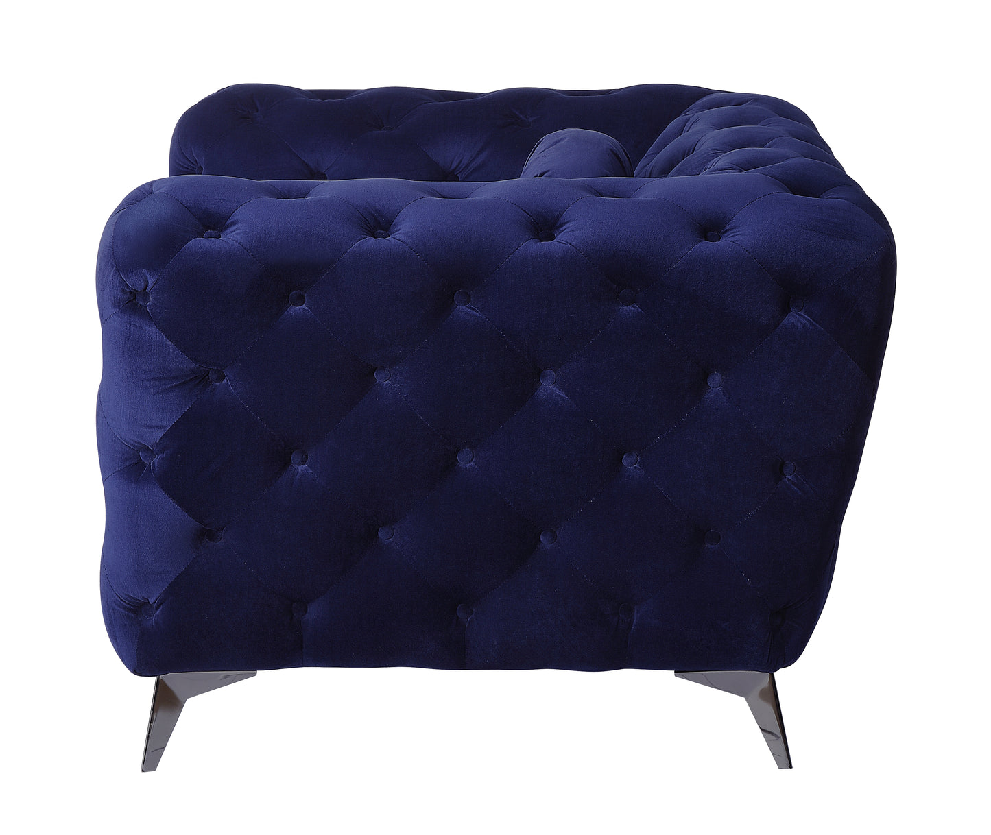 Blue Velvet Loveseat - 41" x 72" Sofa with Metal Legs for Living Room