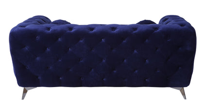 Blue Velvet Loveseat - 41" x 72" Sofa with Metal Legs for Living Room
