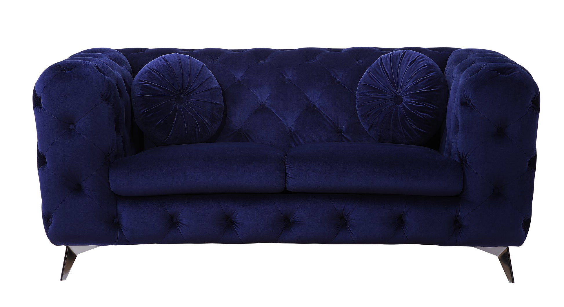 Blue Velvet Loveseat - 41" x 72" Sofa with Metal Legs for Living Room