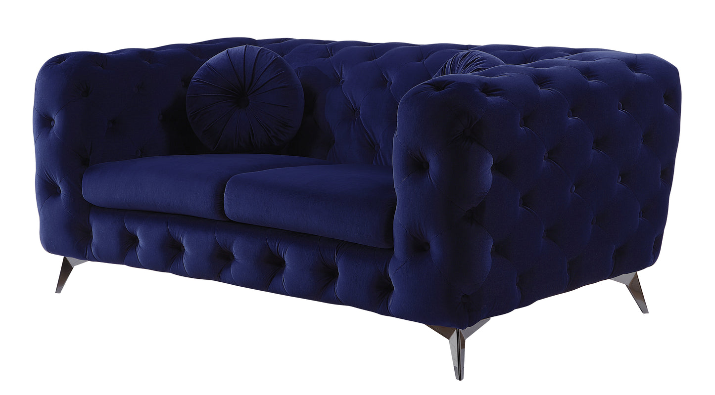 Atronia Blue Velvet Loveseat