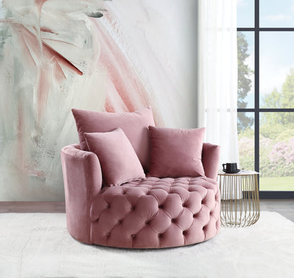 Zunyas Pink Velvet Accent Chair - Swivel Comfort