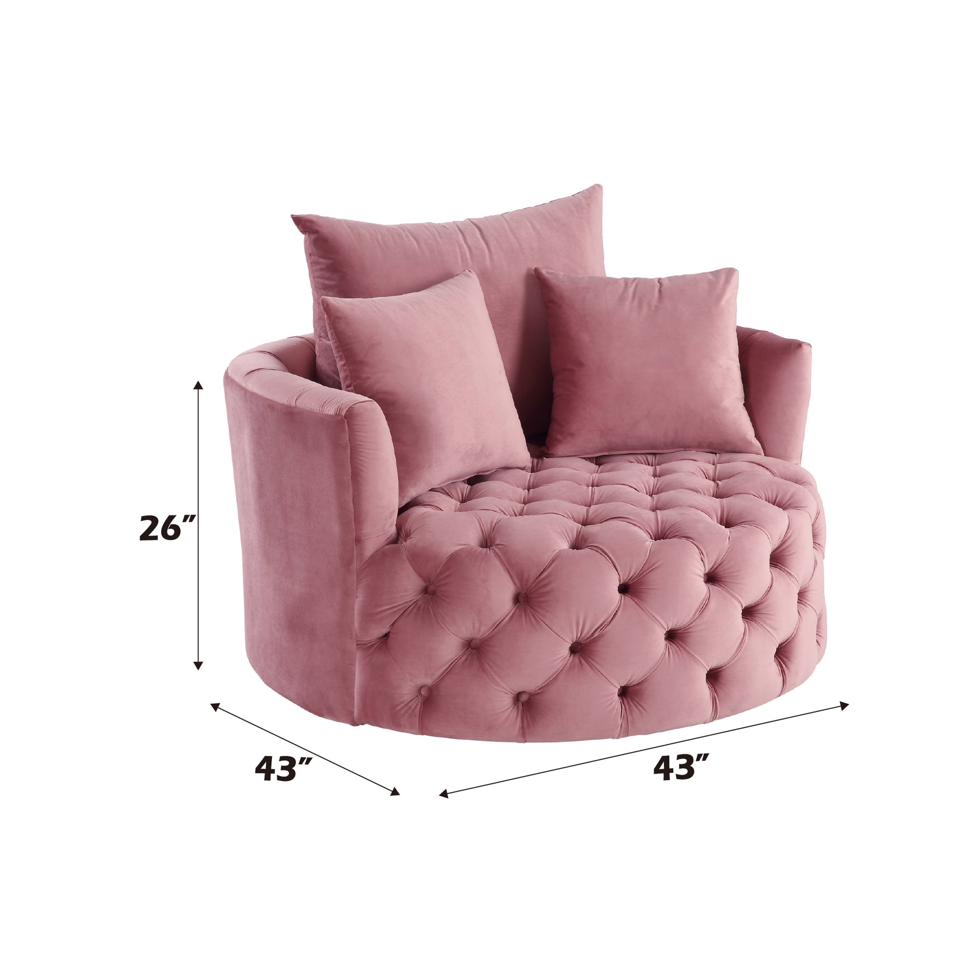 Zunyas Pink Velvet Accent Chair - Swivel Comfort
