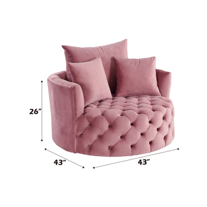 Zunyas Pink Velvet Accent Chair - Swivel Comfort