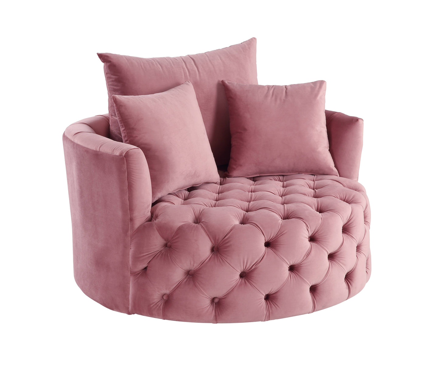Zunyas Pink Velvet Accent Chair - Swivel Comfort