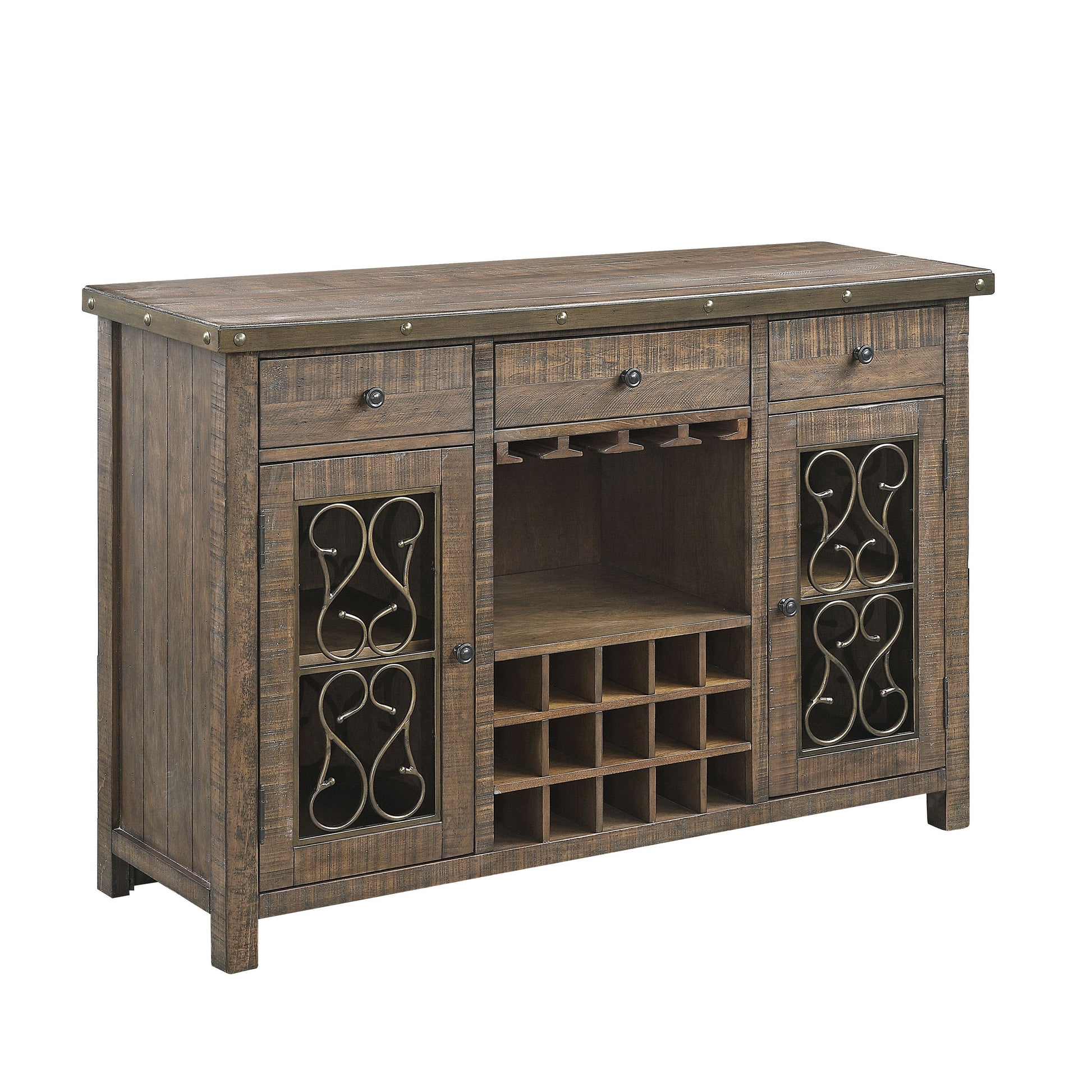 Raphaela Server Cherry Finish Wine Rack - 18"W x 56"D x 36"H