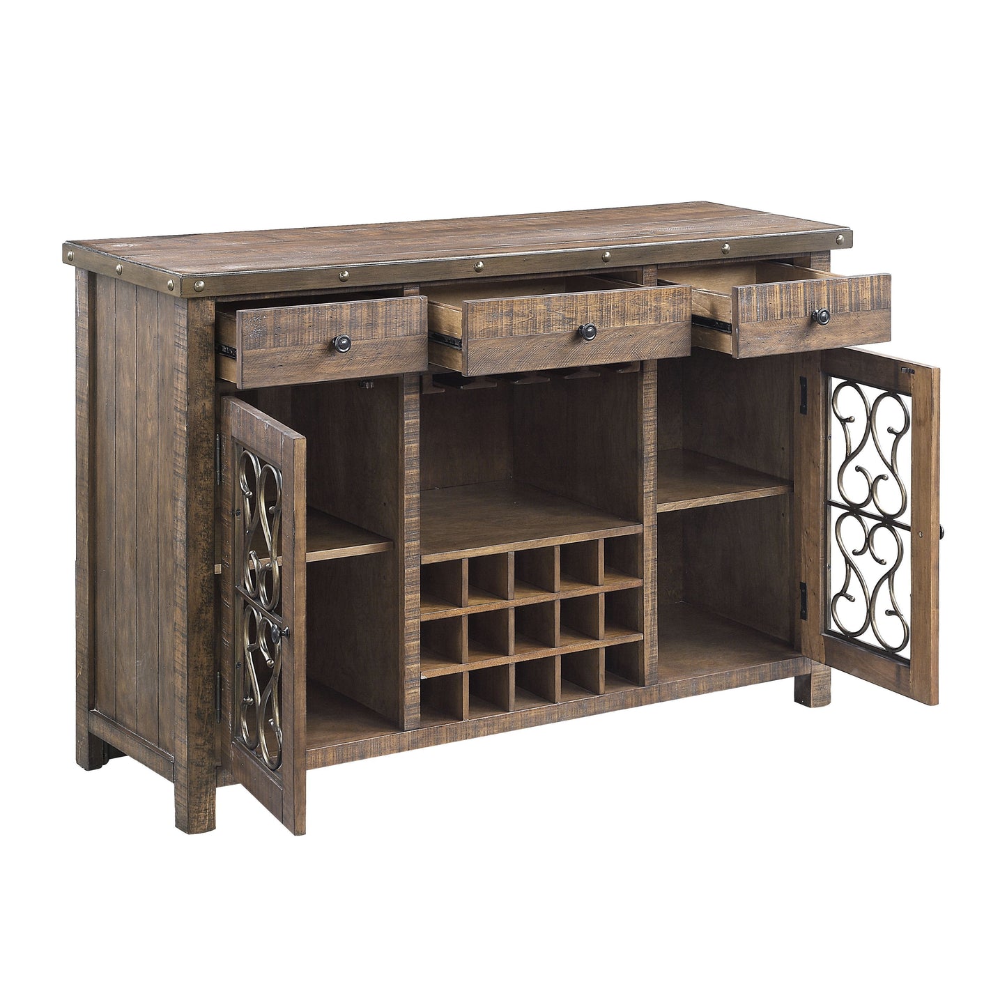 Raphaela Server Cherry Finish Wine Rack - 18"W x 56"D x 36"H