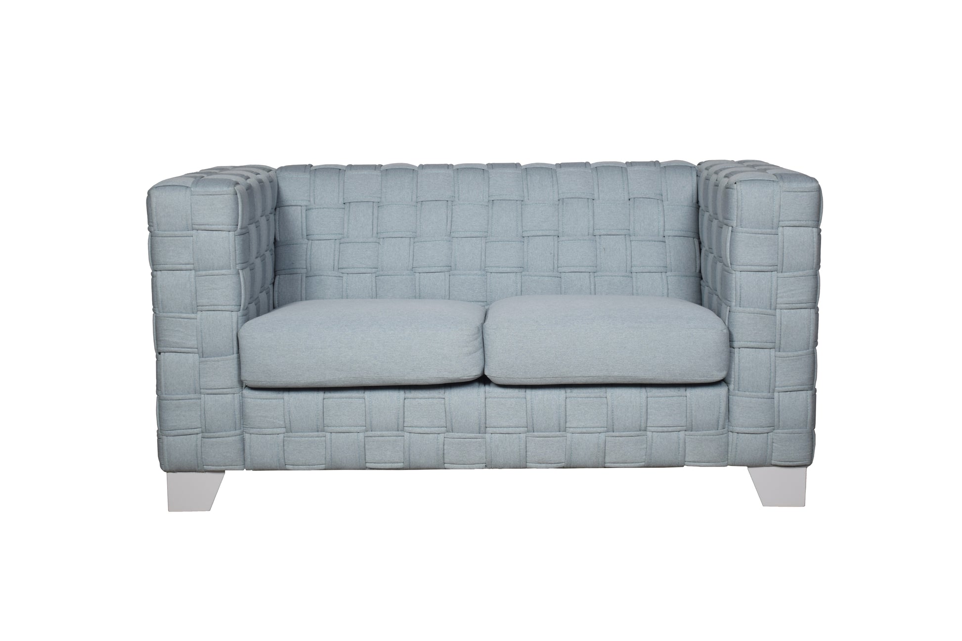 Saree Light Teal Chenille & White Finish Loveseat