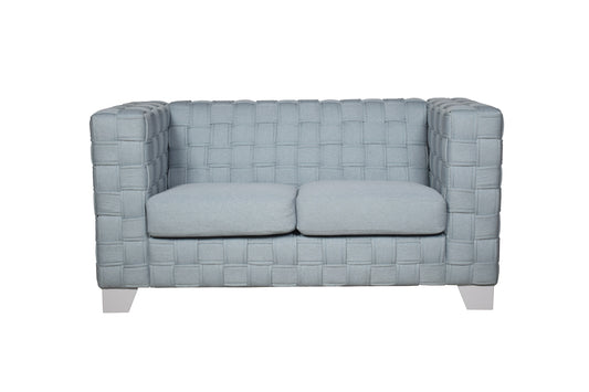 Saree Light Teal Chenille & White Finish Loveseat
