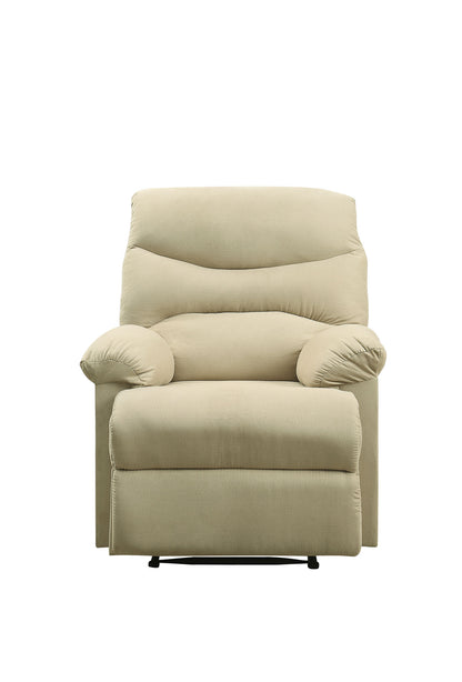 35" Beige Microfiber Motion Recliner - Comfortable Living Room Chair