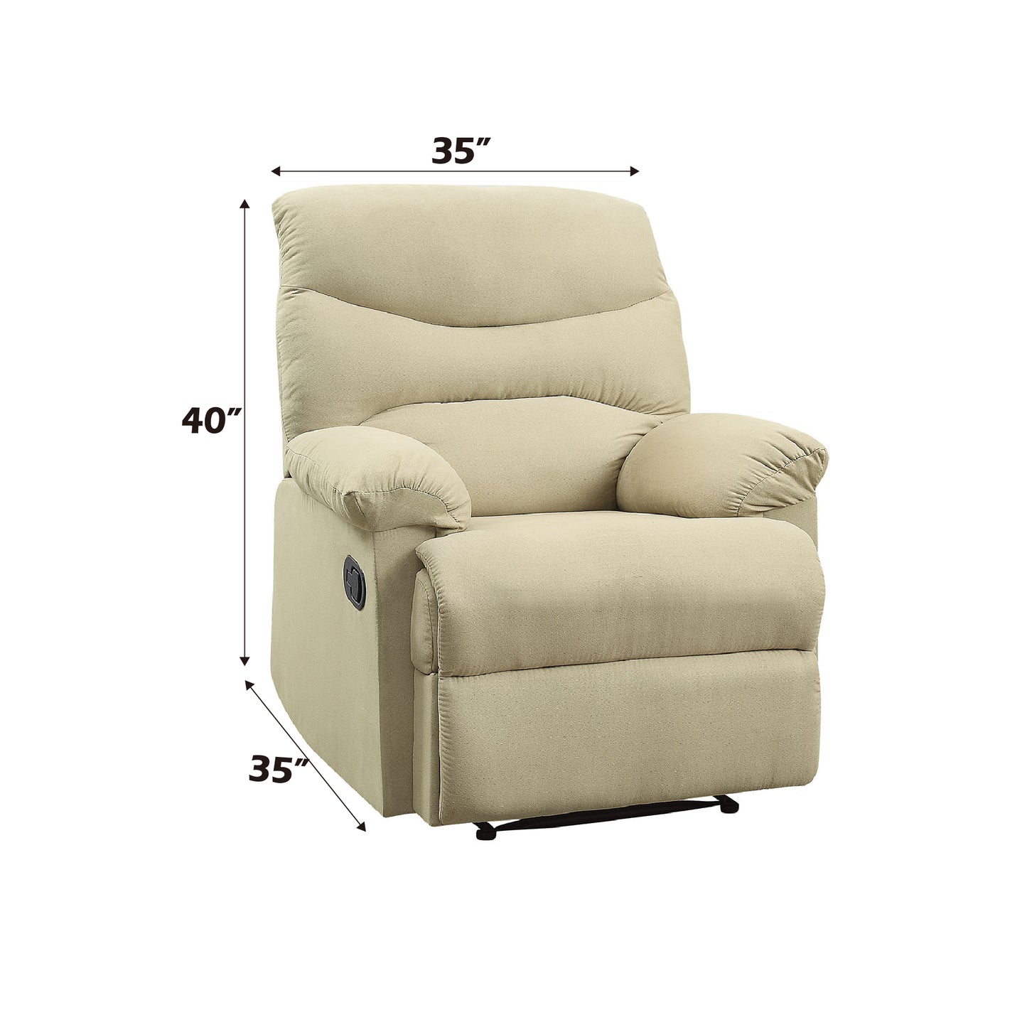 35" Beige Microfiber Motion Recliner - Comfortable Living Room Chair