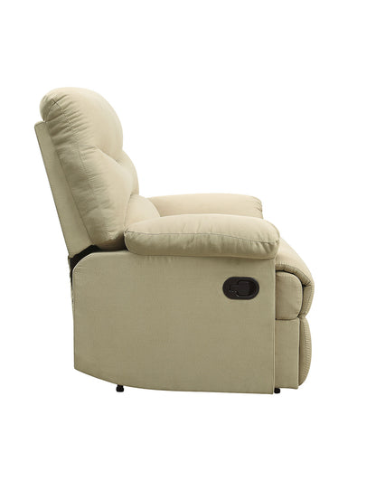 35" Beige Microfiber Motion Recliner - Comfortable Living Room Chair
