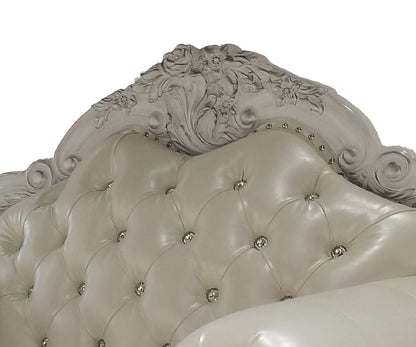 White Dresden Faux Leather Chair with 2 Pillows for Living Room