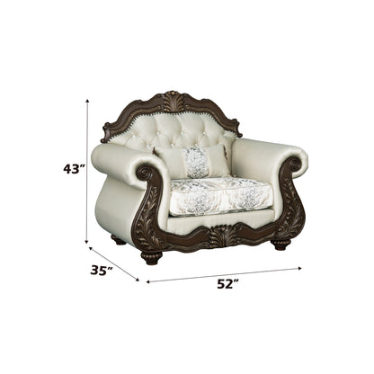 Beige Cherry Accent Chair with Pillow - 35" W