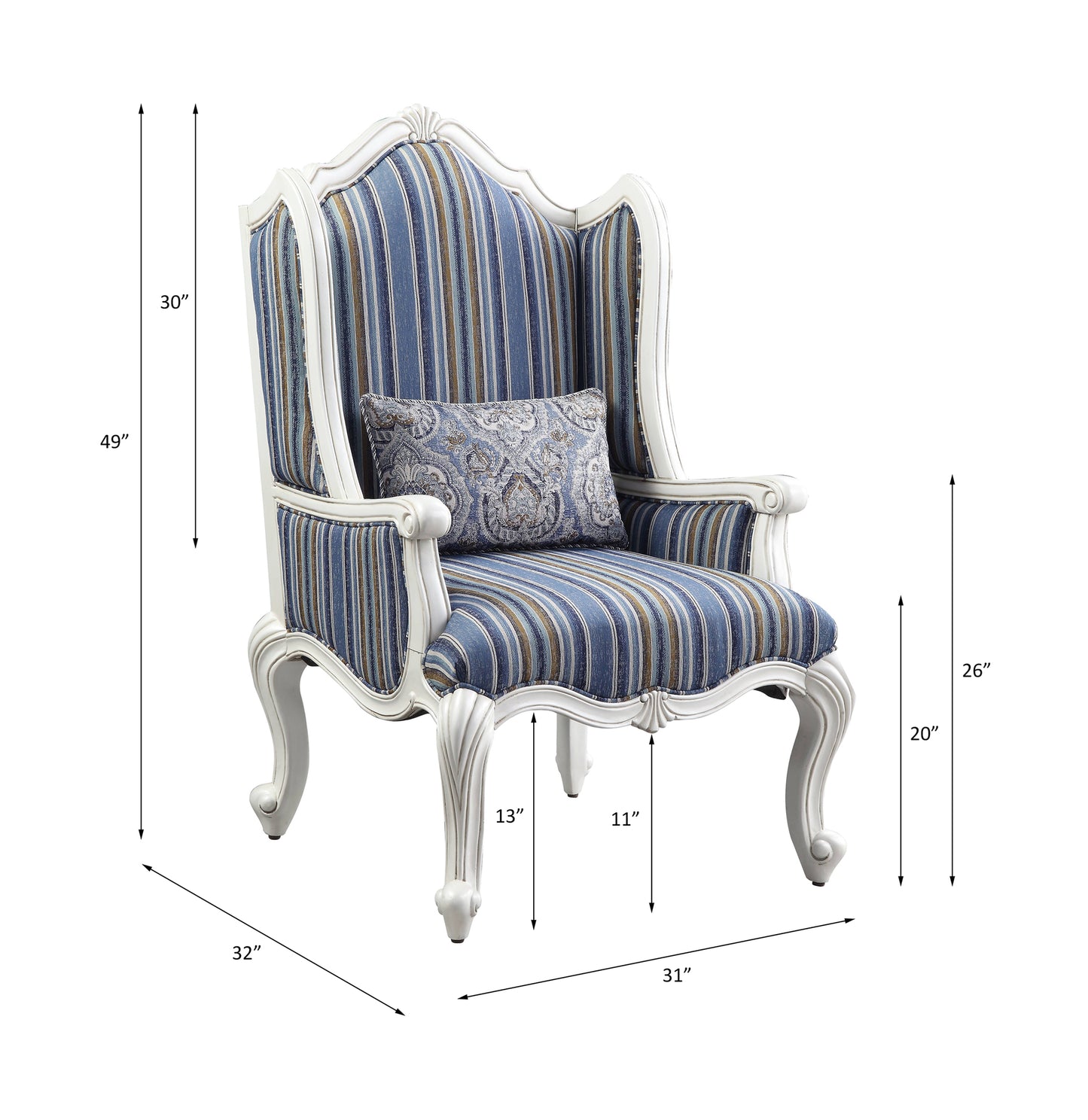 Multi-Colored Fabric Accent Chair with Pillow for Living Room