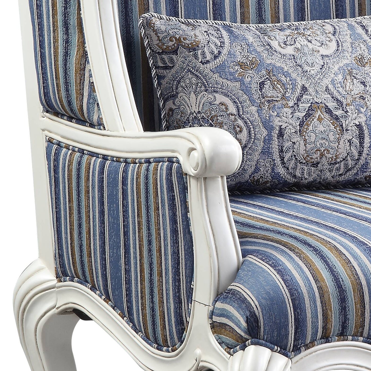 Multi-Colored Fabric Accent Chair with Pillow for Living Room