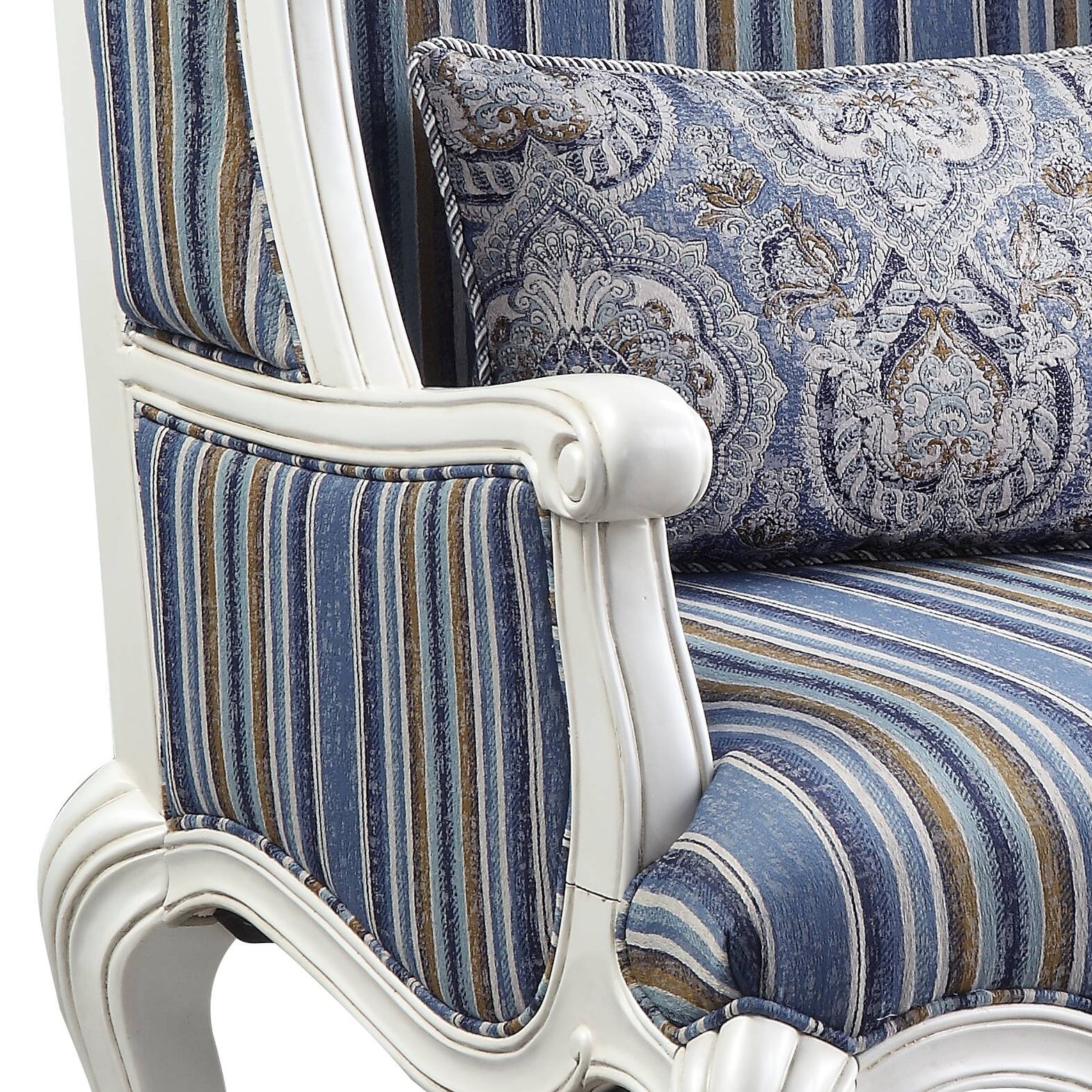 Multi-Colored Fabric Accent Chair with Pillow for Living Room