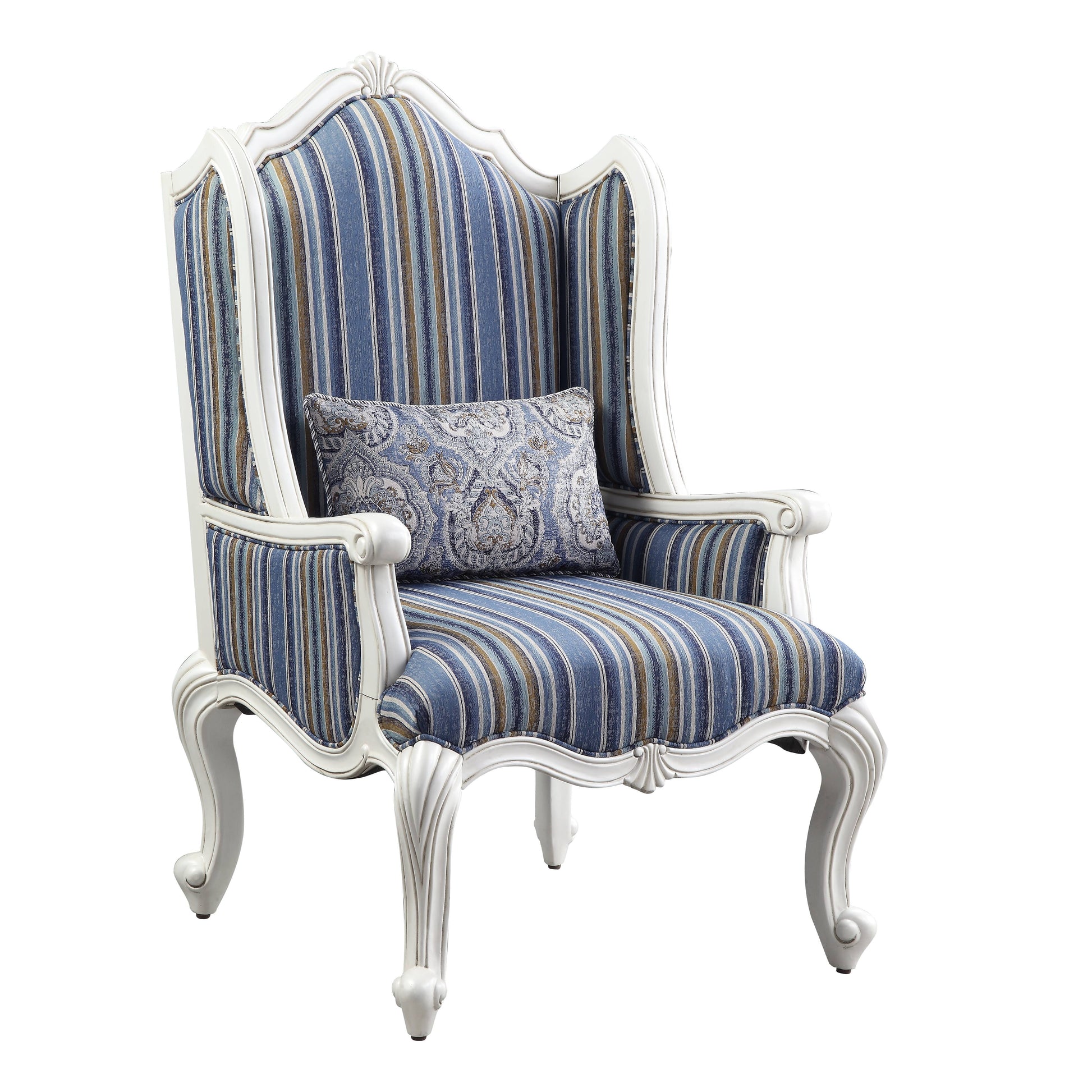 Ciddrenar Fabric & White Finish Chair W/Pillow