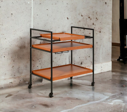 Black Oak Kitchen Cart - 3 Shelf Serving Cart