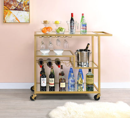 Adamsen Mirrored & Champagne Finish Serving Cart