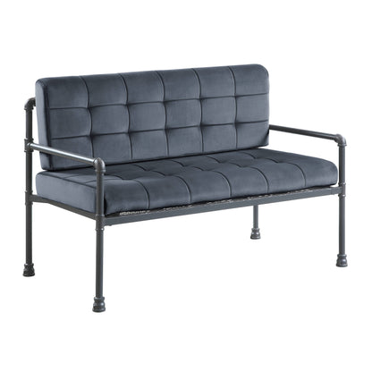 Gray Velvet Loveseat - 29" x 51" Metal Frame