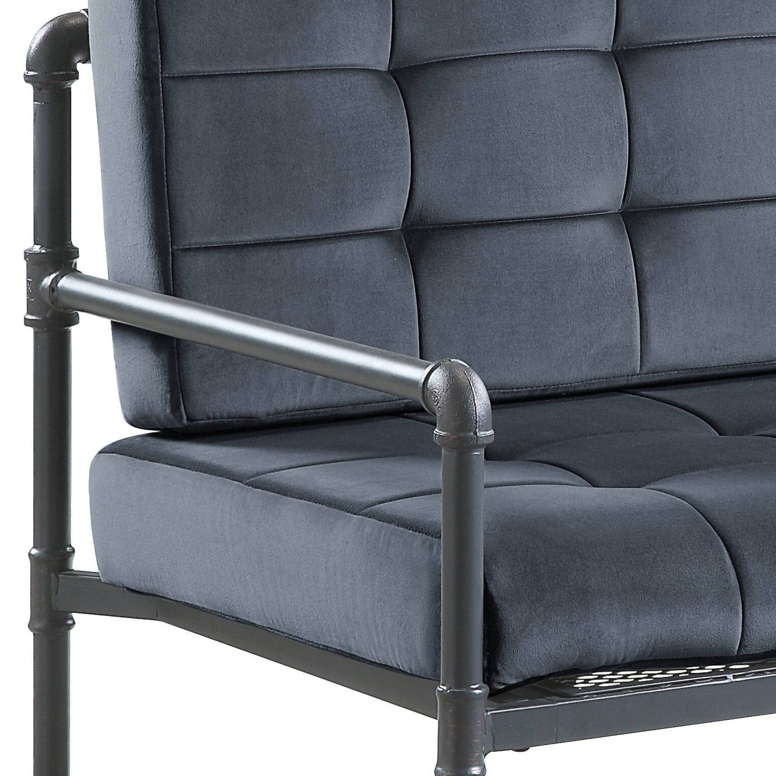 Gray Velvet Loveseat - 29" x 51" Metal Frame