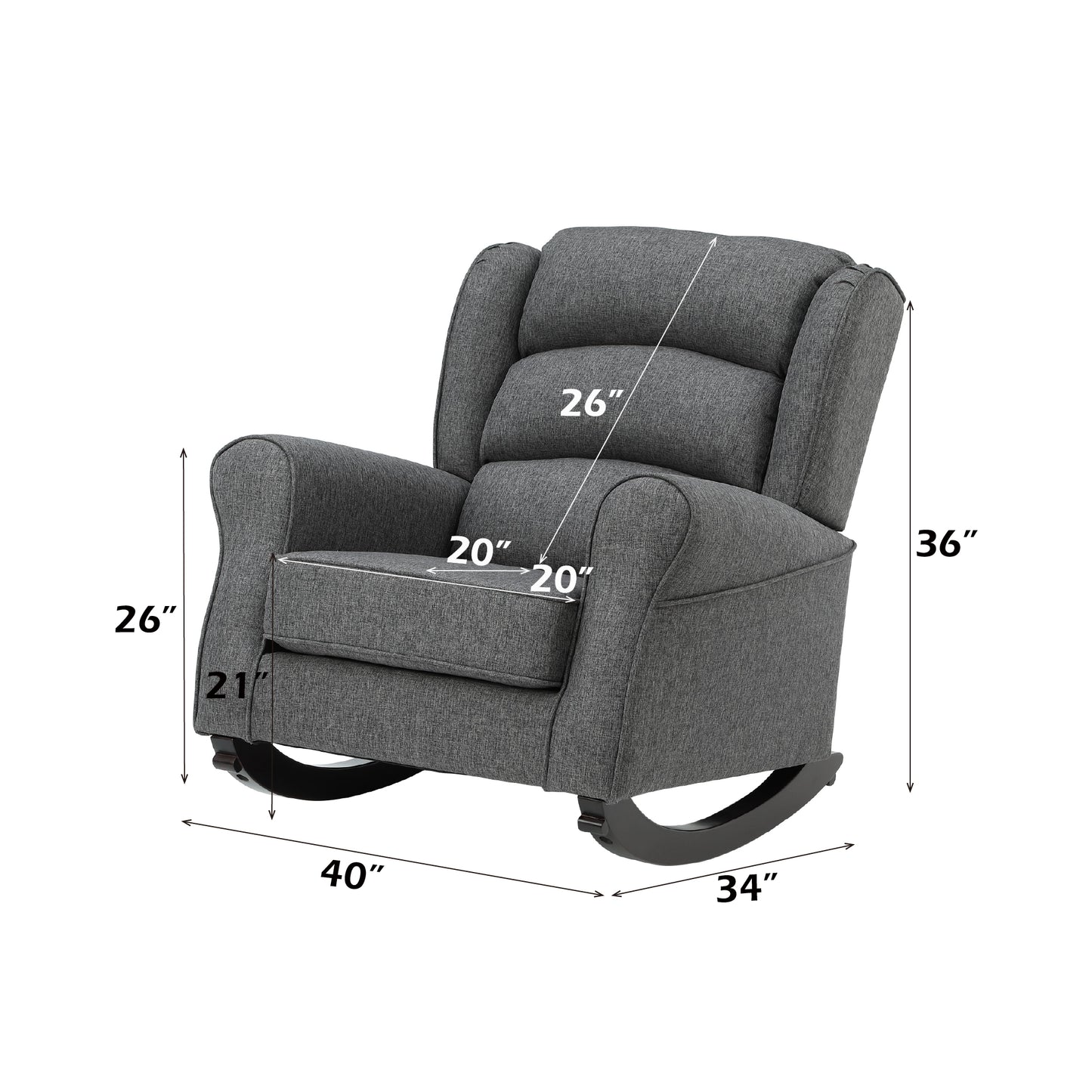 Fabien Gray Fabric Rocking Chair - Comfortable Accent Seating