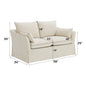 Beige Linen Loveseat with 2 Accent Pillows