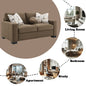 Brown Suede Loveseat with 3 Pillows - 39" x 69" for Living Room