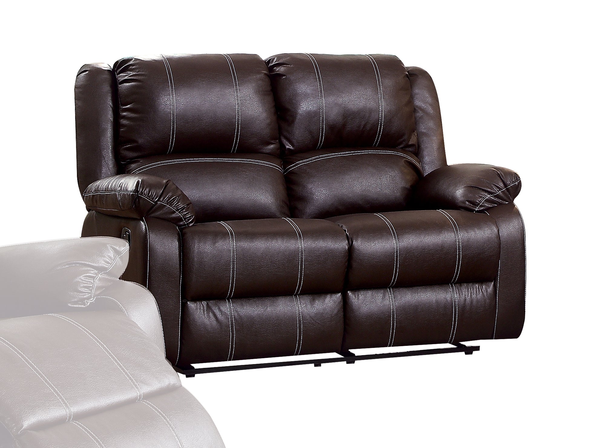 Zuriel Brown Synthetic Leather Motion Loveseat