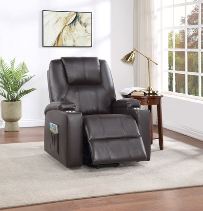 Brown Leather Recliner Aire w/Power Lift & Massage