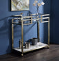 Neilo Clear Glass, Faux Marble Top & Wire Brass Finish Serving Cart