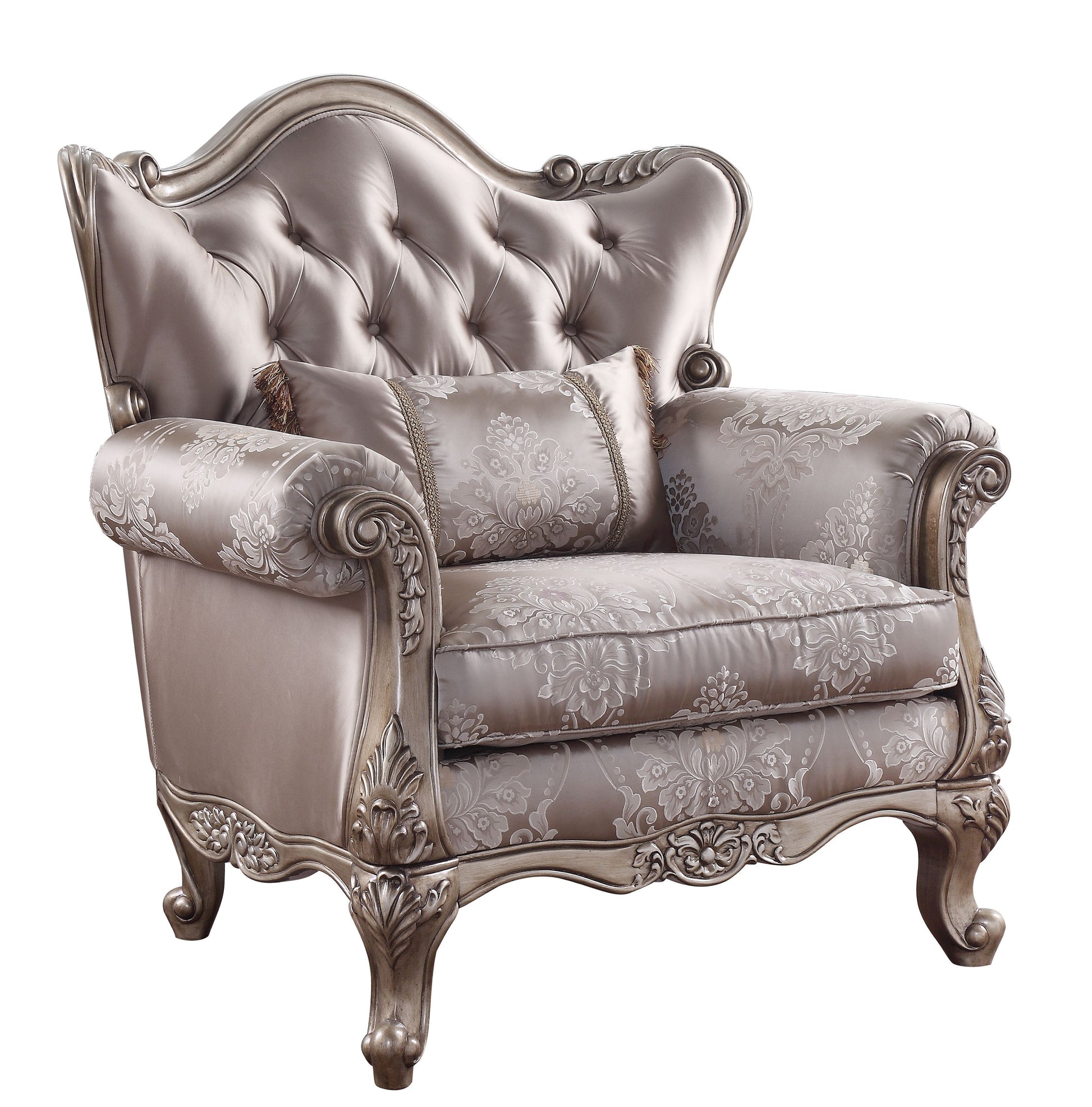 Jayceon Fabric & Champagne Finish Chair W/Pillow