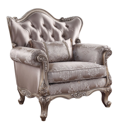 Jayceon Fabric & Champagne Finish Chair W/Pillow