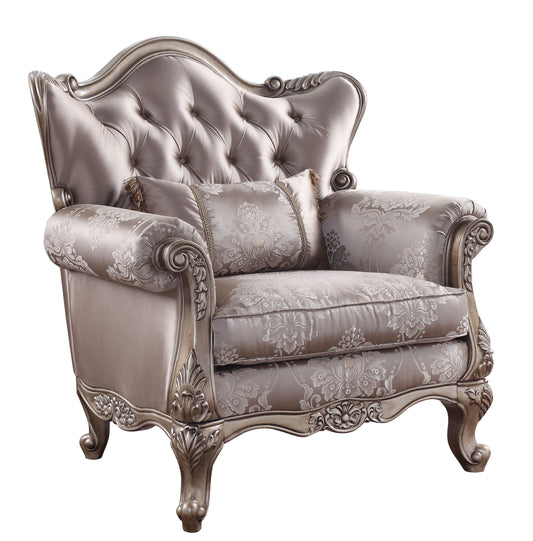 Jayceon Fabric & Champagne Finish Chair W/Pillow