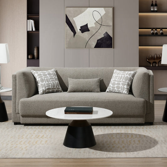 Glenda Gray Chenille Sofa w/3 Pillows