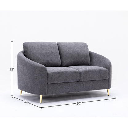 Gray Linen Loveseat for Modern Living Room Entertaining