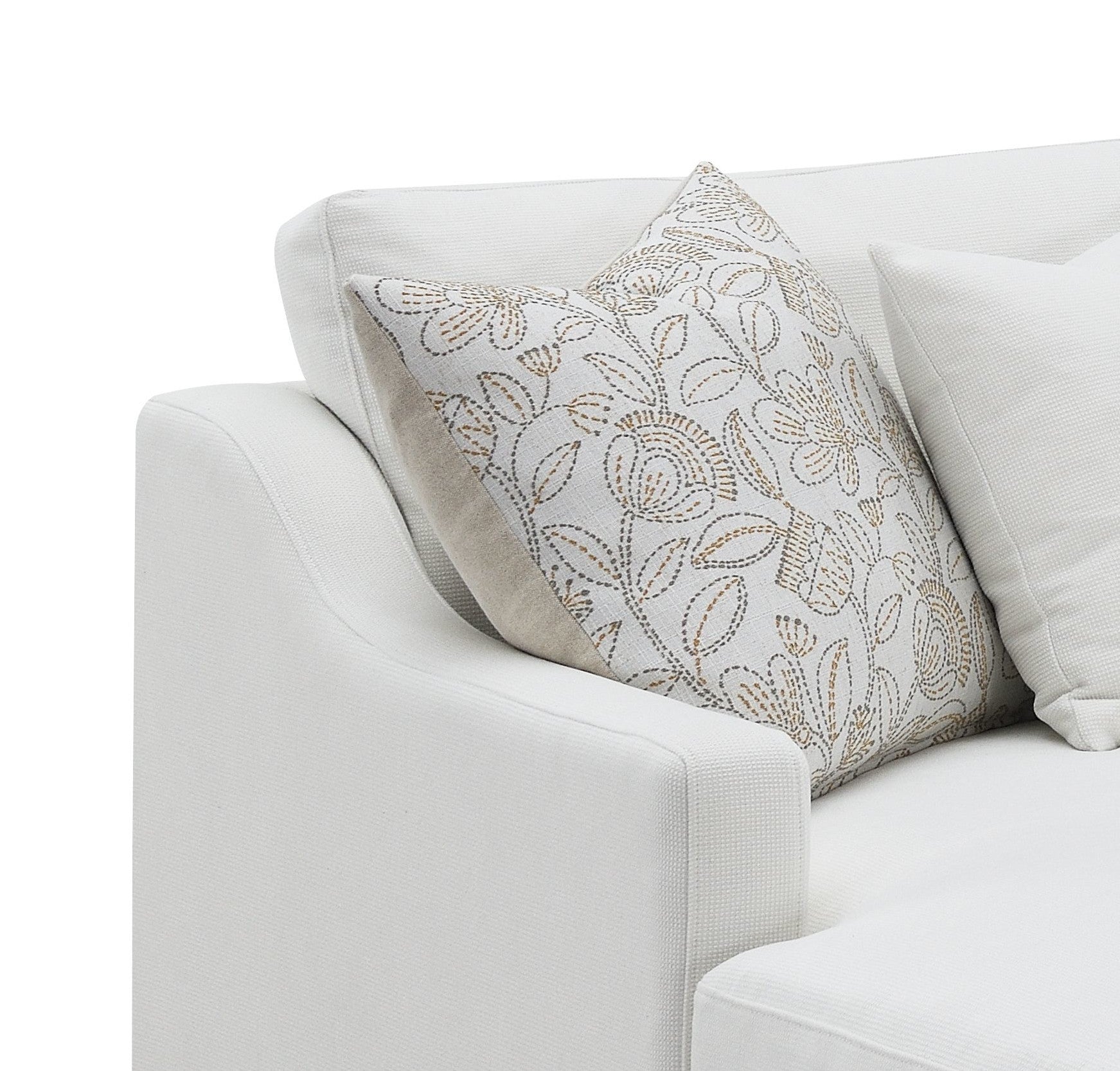 Valiant Ivory Chenille Sectional Sofa - 4 Seat Comfort