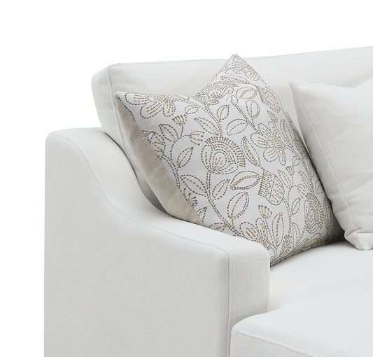 Valiant Ivory Chenille Sectional Sofa - 4 Seat Comfort