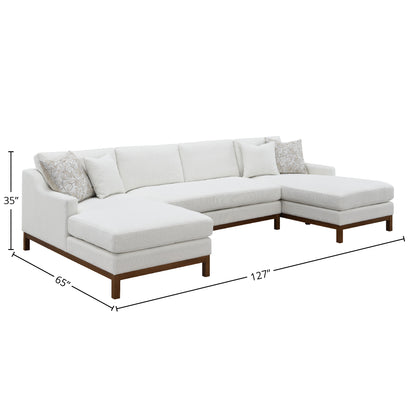 Valiant Ivory Chenille Sectional Sofa - 4 Seat Comfort