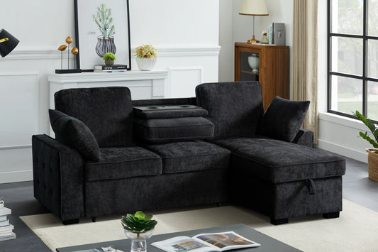 Multi - Functional Sectional Sofa Ensemble Featuring a Removable Cup Holder Tray, Storage - Integrated Chaise and Adjustable Backrests