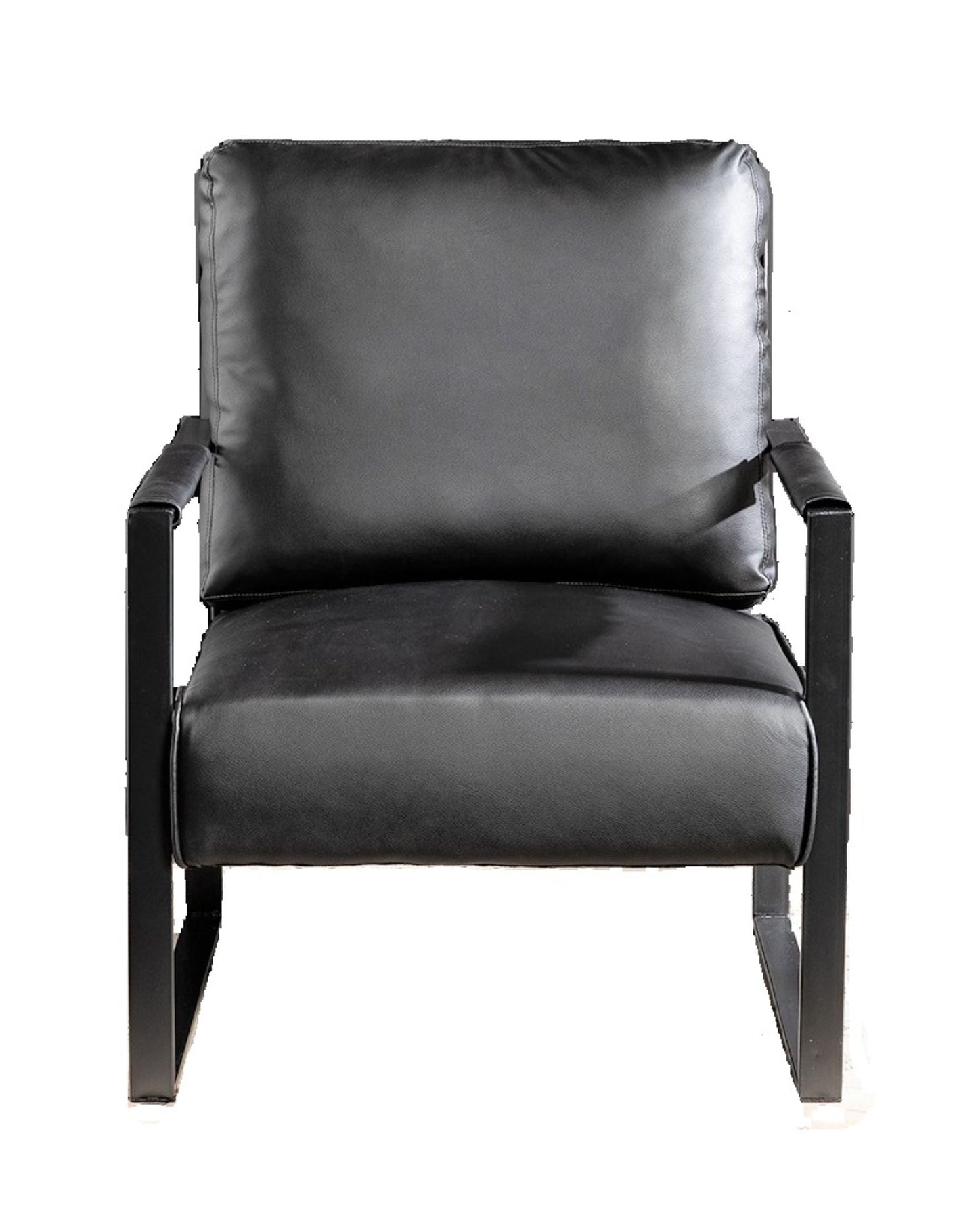 Black Mid Century Accent Chair - PU Leather Armchair for Living Room