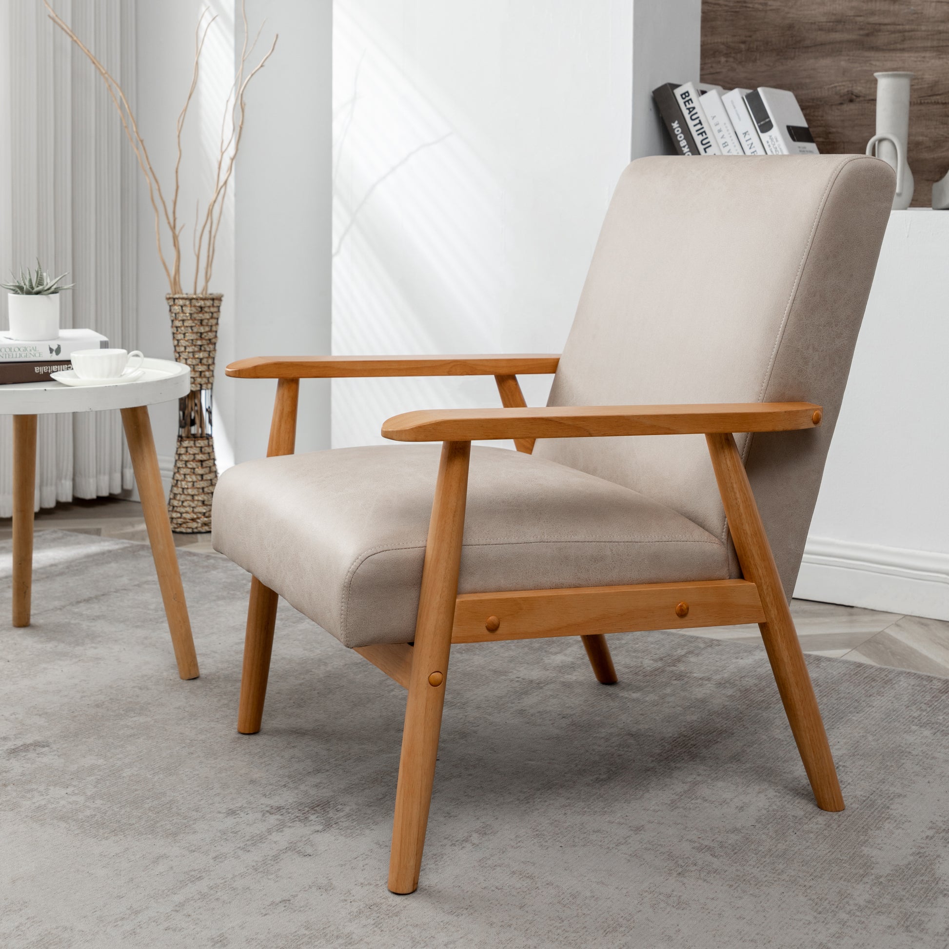 Light Camel Classic Arm Chair - Comfortable Accent Seating