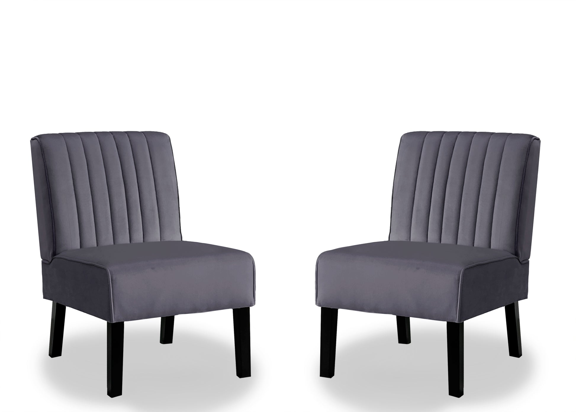 Mid Century Velvet Accent Chairs Set of 2 with Solid Wood Legs, Grey for Living Room