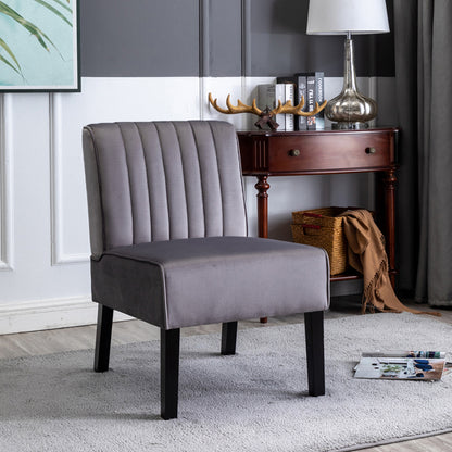 Mid Century Velvet Accent Chairs Set of 2 with Solid Wood Legs, Grey for Living Room