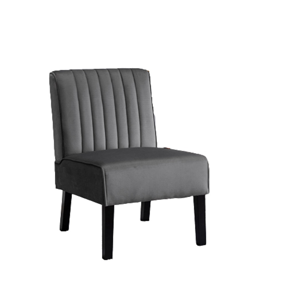 Mid Century Velvet Accent Chairs Set of 2 with Solid Wood Legs, Grey for Living Room