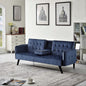 72" Velvet Convertible Sofa Bed with Cup Holders, Tufted Folding Futon Sleeper Couch, Mid-Century Modern 3 Seater for Small Spaces, 72" L x 34.6" D x 31" H, Dark Blue