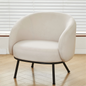 Mid-Century Modern Velvet Accent Chair, Upholstered Barrel Armchair with Metal Legs, Comfy Single Sofa Chair for Living Room Bedroom